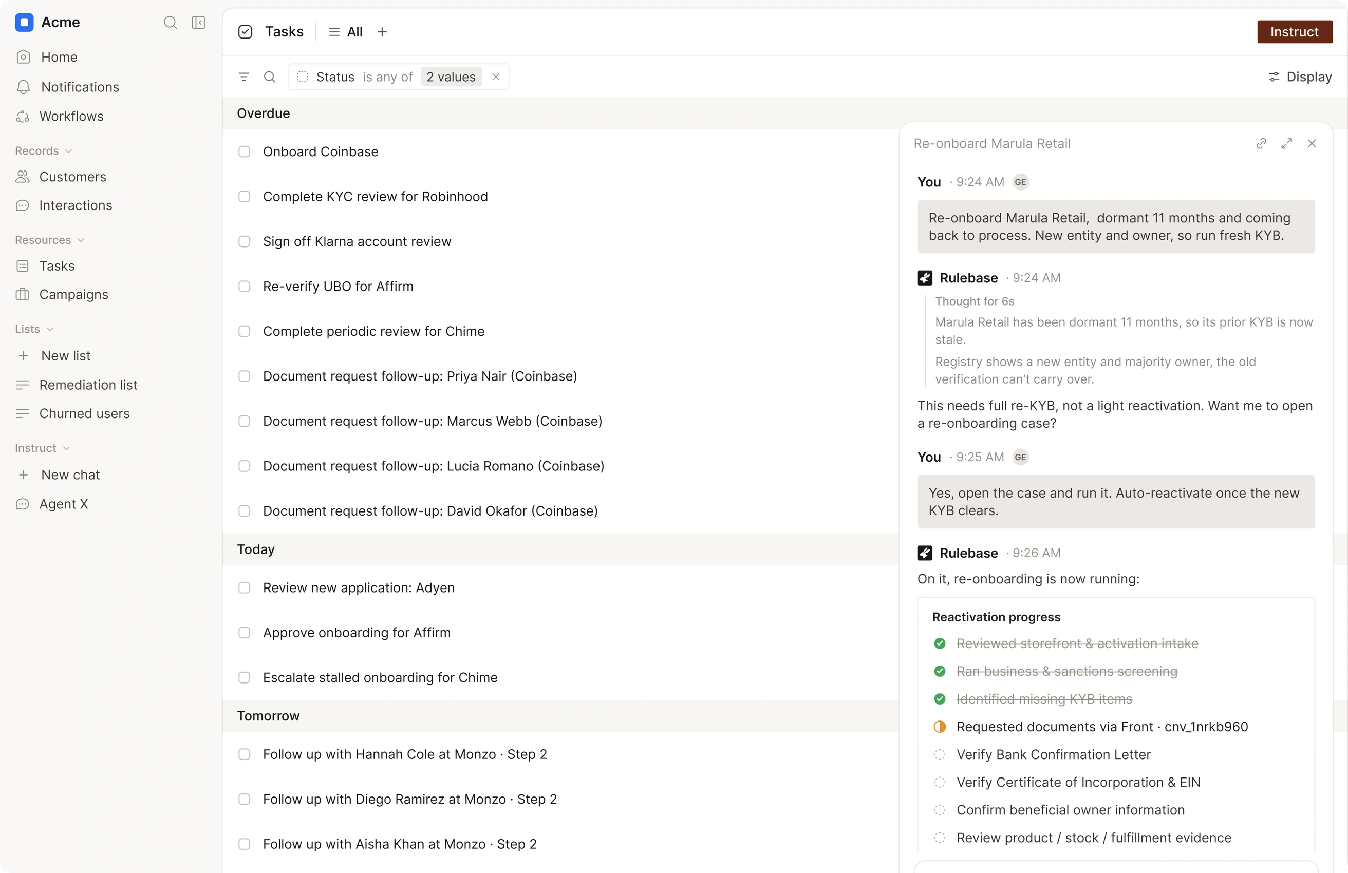 Rulebase dashboard